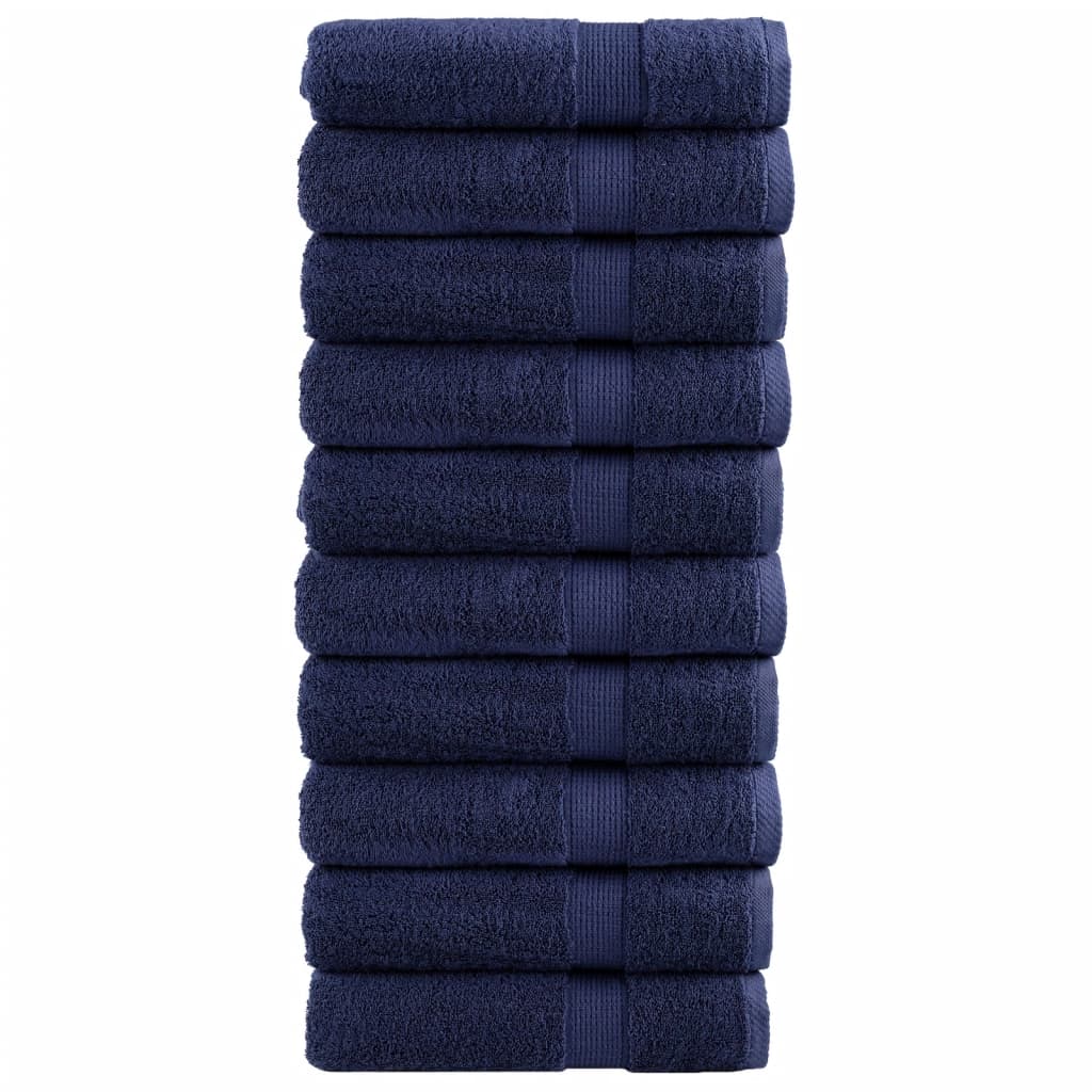 Serviettes De Douche De Qualité Supérieure Solund 10 Pcs Bleu Marine