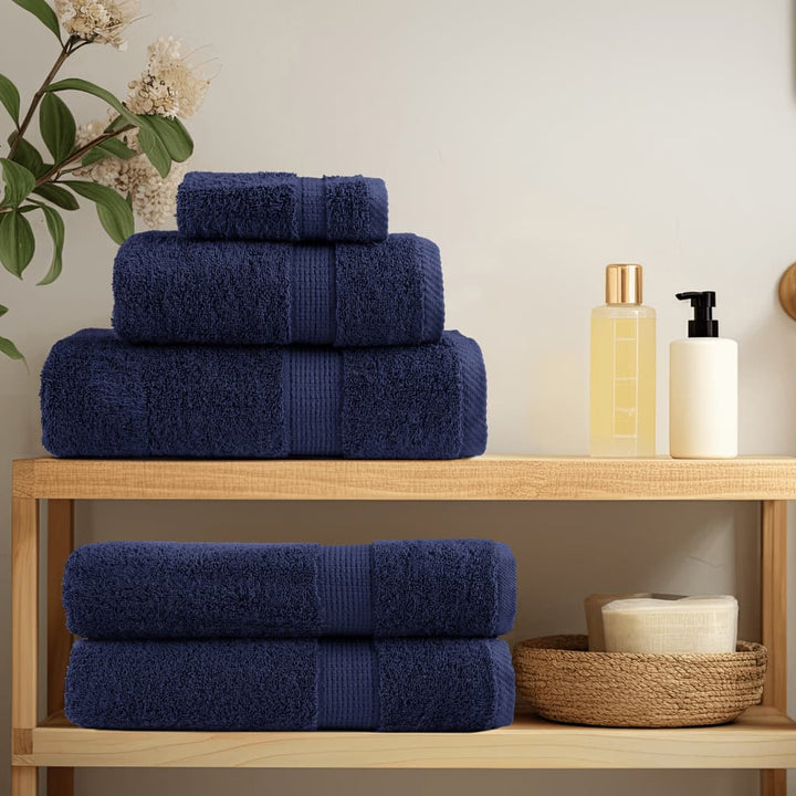 Serviettes De Douche De Qualité Supérieure Solund 10 Pcs Bleu Marine