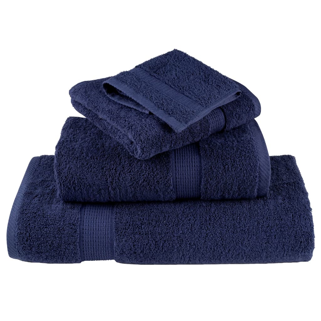 Serviettes De Douche De Qualité Supérieure Solund 10 Pcs Bleu Marine