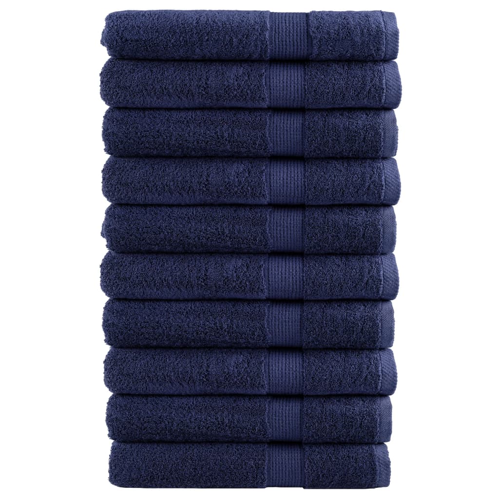 Serviettes De Douche De Qualité Supérieure Solund 10 Pcs Bleu Marine