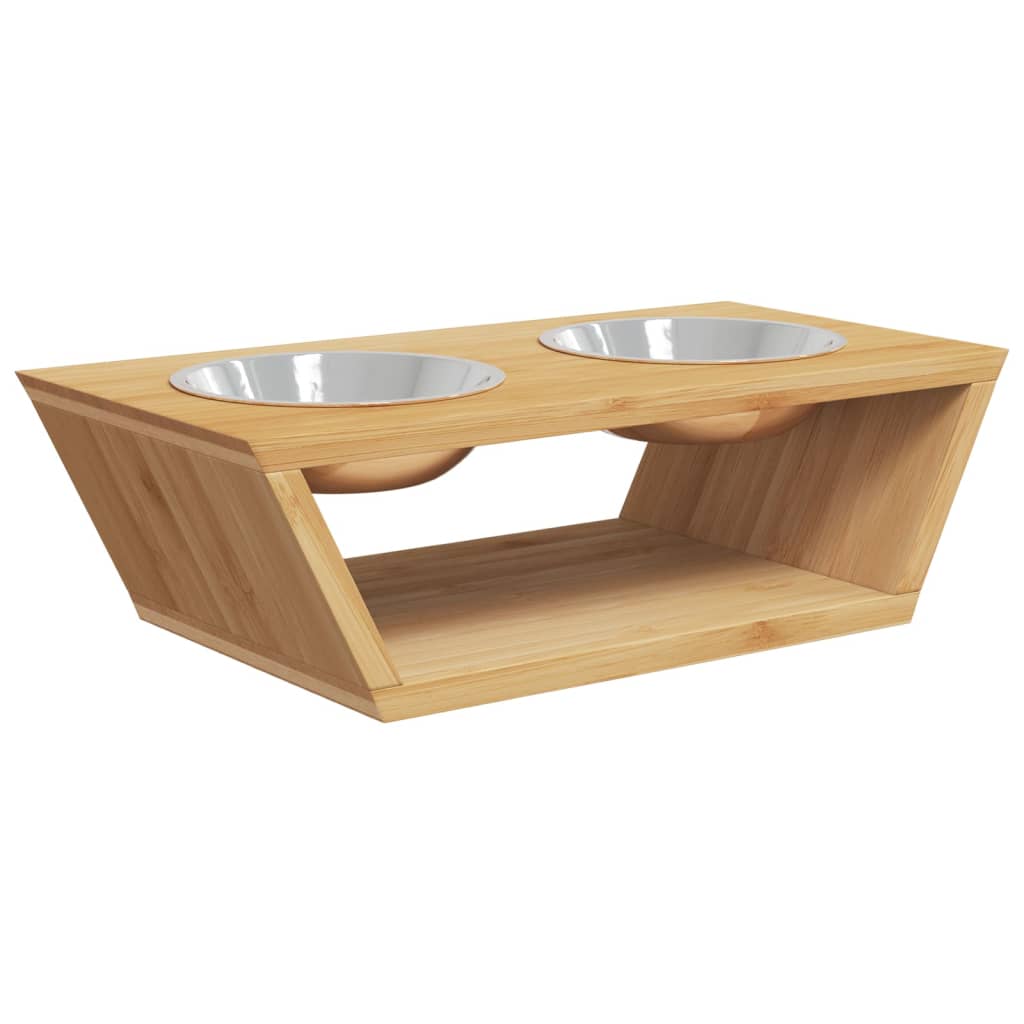 Bols Surélevés Pour Chiens 35,5X18X10,5 Cm Bambou