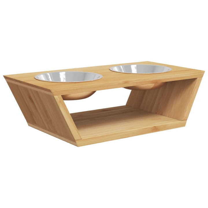 Bols Surélevés Pour Chiens 35,5X18X10,5 Cm Bambou