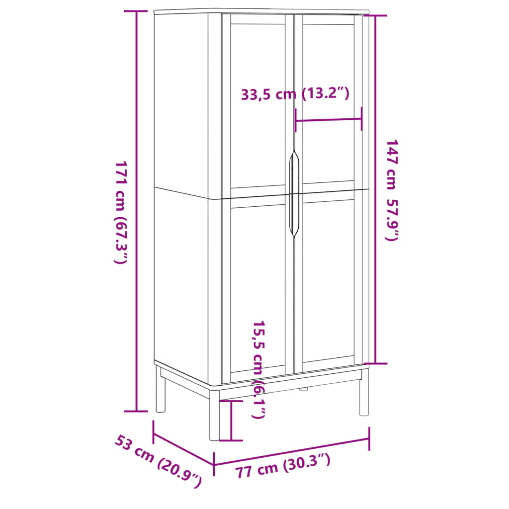 Garde-Robe Floro 77X53X171 Cm Bois Massif De Pin