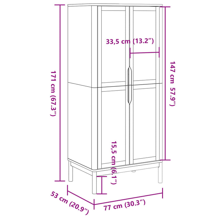 Garde-Robe Floro 77X53X171 Cm Bois Massif De Pin