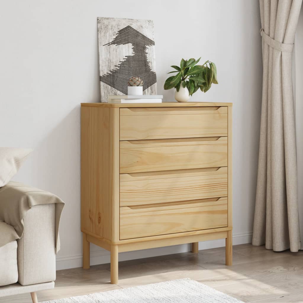 Commode Floro Cire Marron Bois De Pin Massif