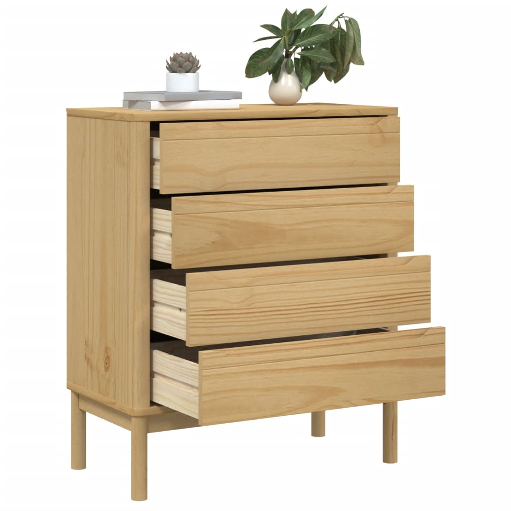 Commode Floro Cire Marron Bois De Pin Massif