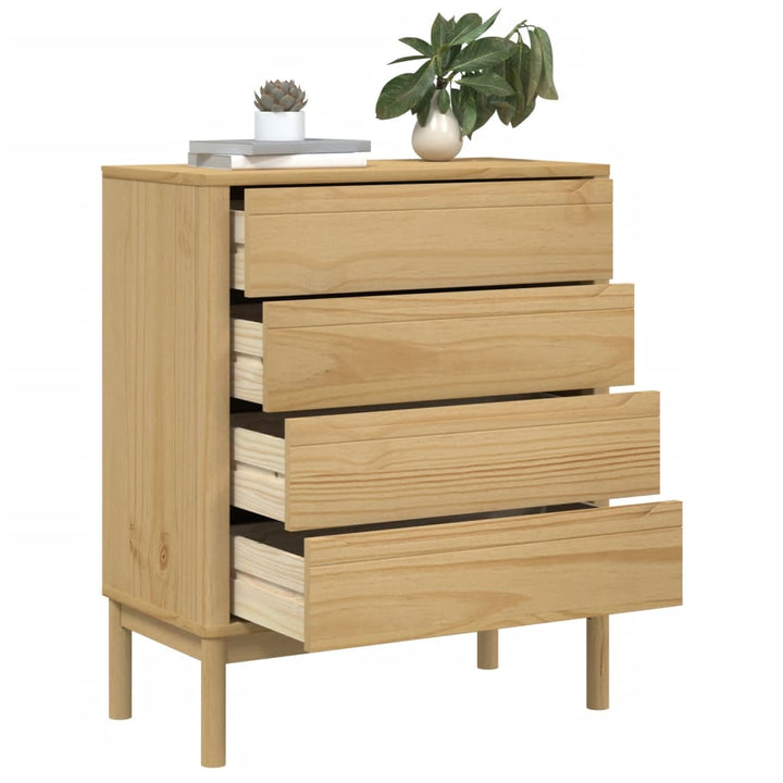 Commode Floro Cire Marron Bois De Pin Massif