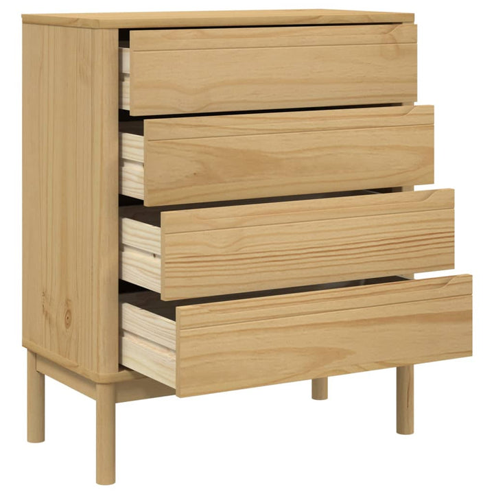 Commode Floro Cire Marron Bois De Pin Massif