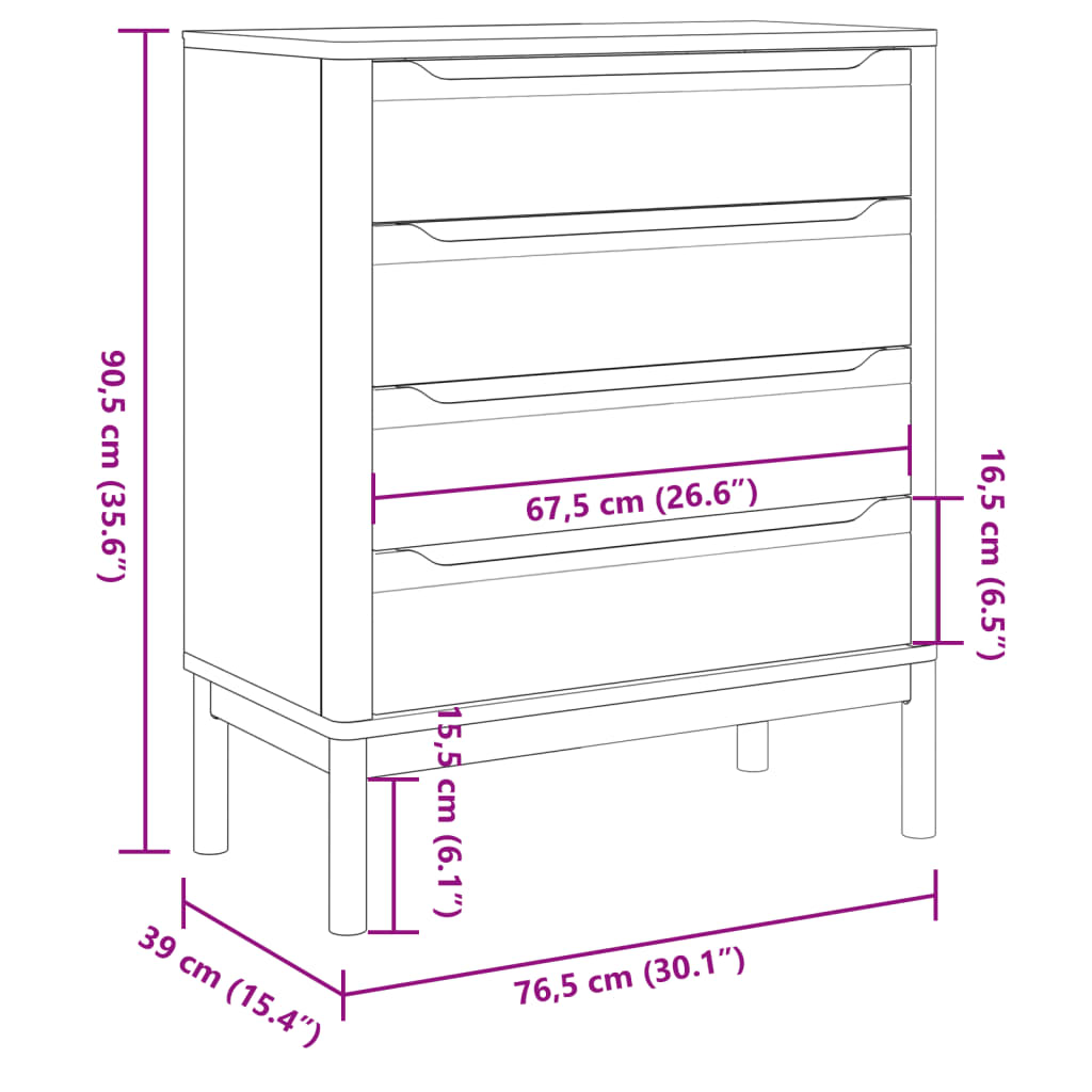 Commode Floro Cire Marron Bois De Pin Massif