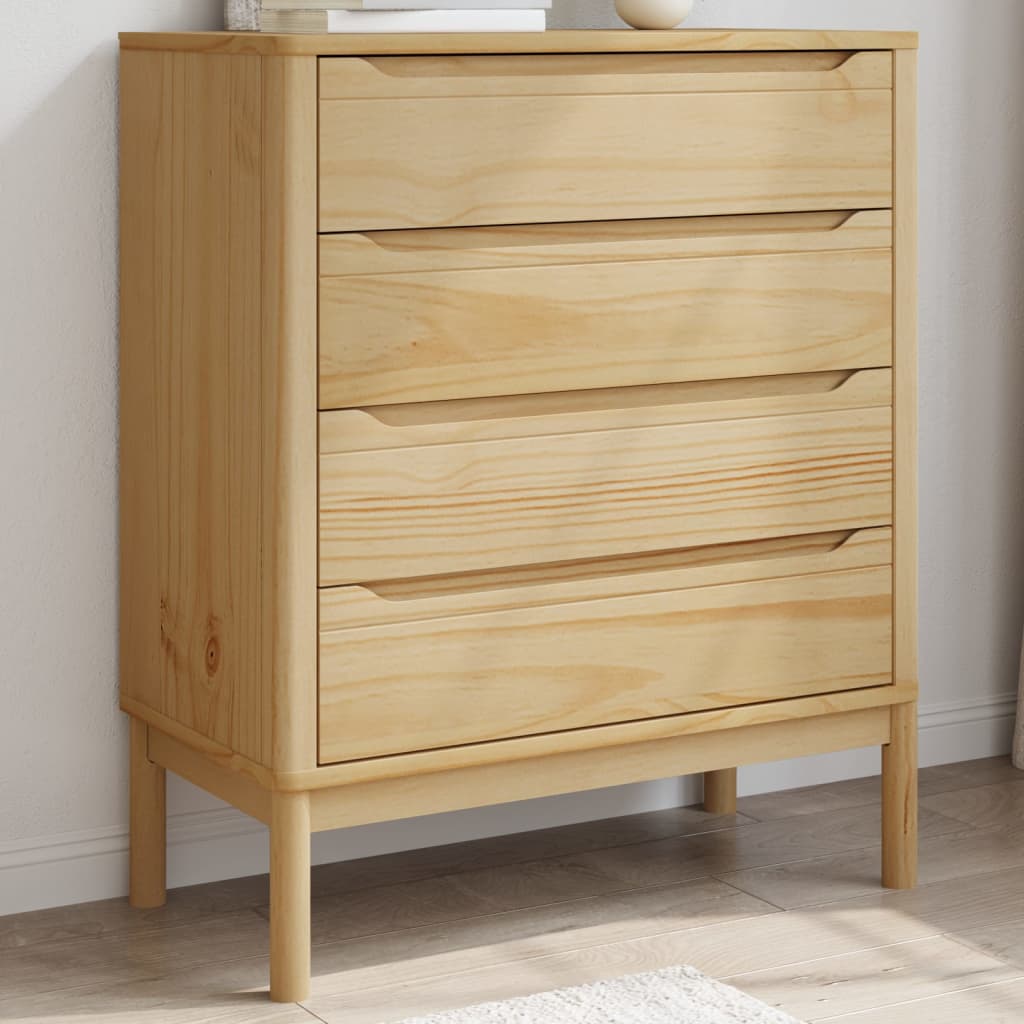 Commode Floro Cire Marron Bois De Pin Massif