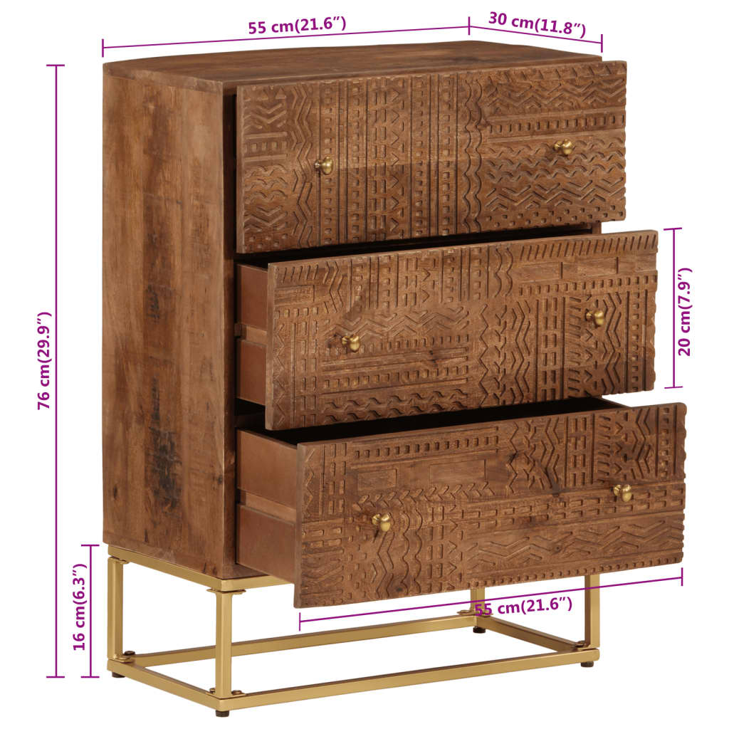 Commode Bois Massif De Manguier Et Fer