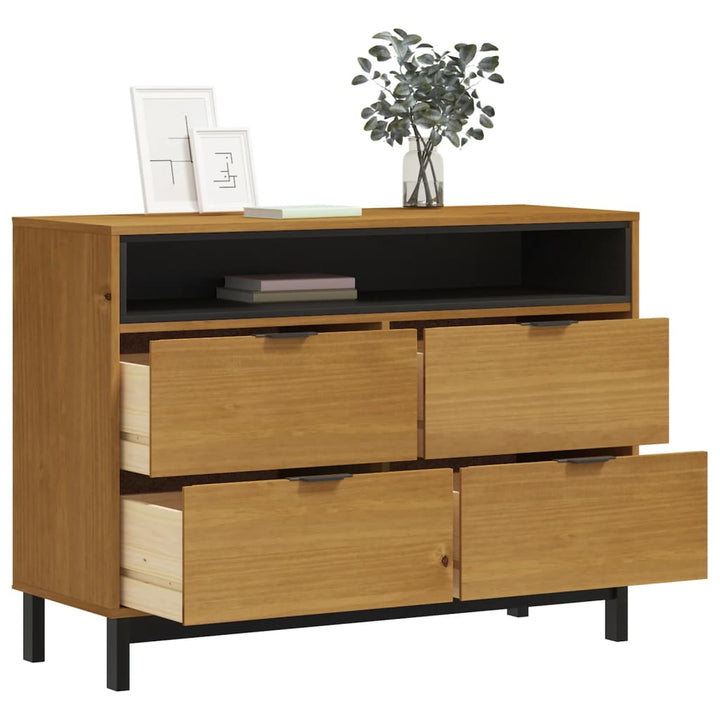 Commode Flam 110X40X80 Cm Bois De Pin Massif