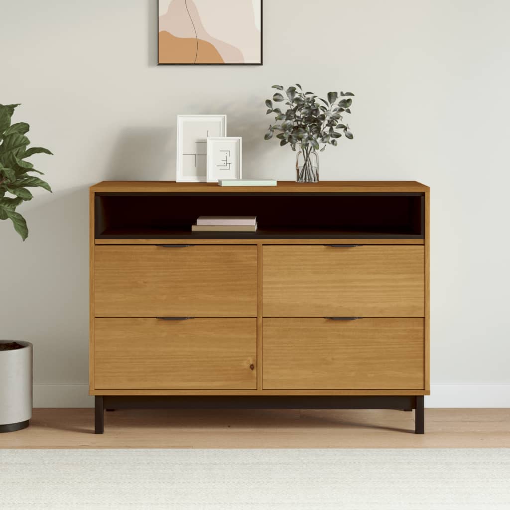 Commode Flam 110X40X80 Cm Bois De Pin Massif