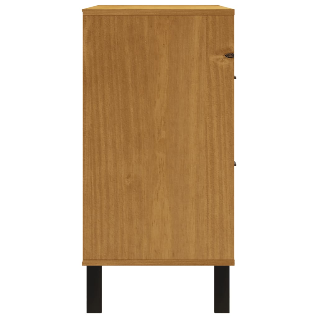 Commode Flam 110X40X80 Cm Bois De Pin Massif Rayures Dépolies