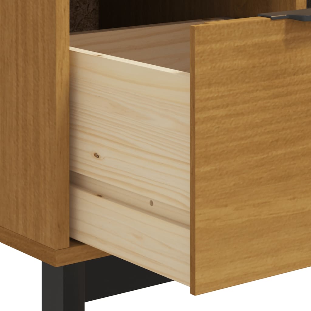 Commode Flam 110X40X80 Cm Bois De Pin Massif Rayures Dépolies