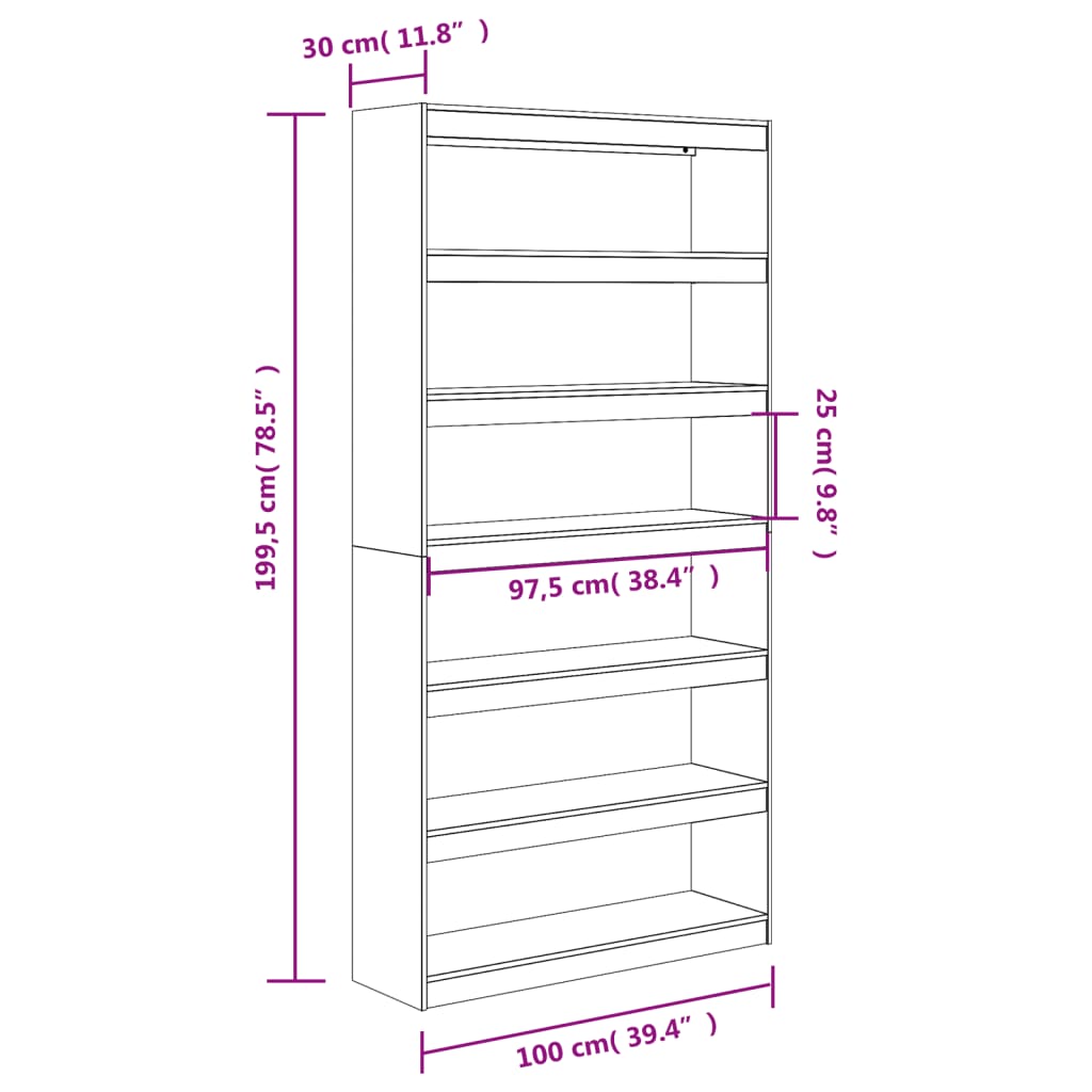 Bibliothèque/Séparateur De Pièce 100X30X199,5 Cm Bois De Pin Marron