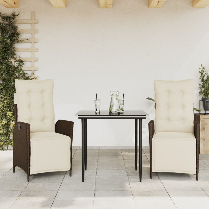 Ensemble À Manger De Jardin 5 Pcs Et Coussins Marron Poly Rotin