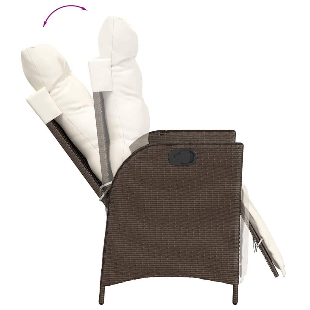 Ensemble À Manger De Jardin 5 Pcs Et Coussins Marron Poly Rotin