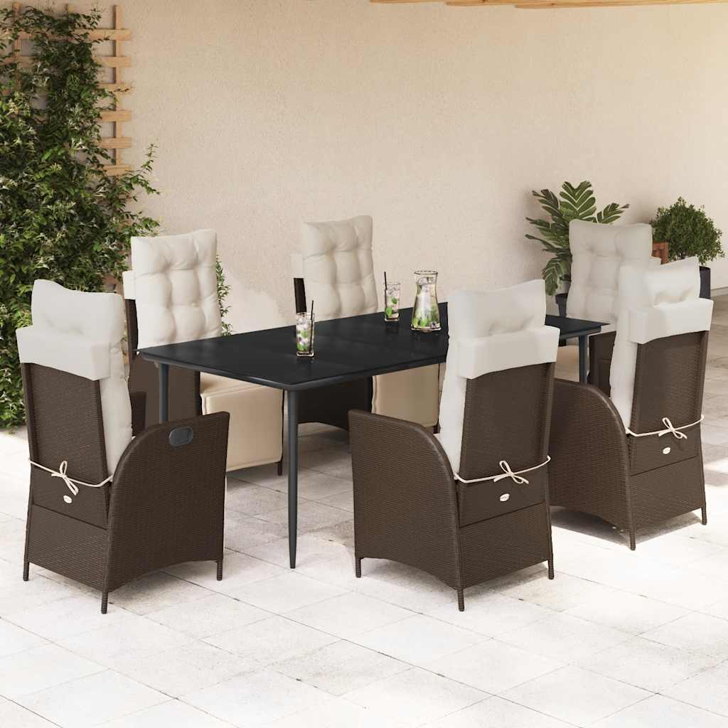 Ensemble À Manger De Jardin 5 Pcs Et Coussins Marron Poly Rotin