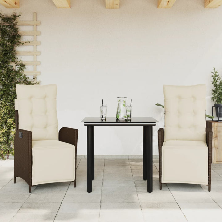 Ensemble À Manger De Jardin 5 Pcs Et Coussins Marron Poly Rotin