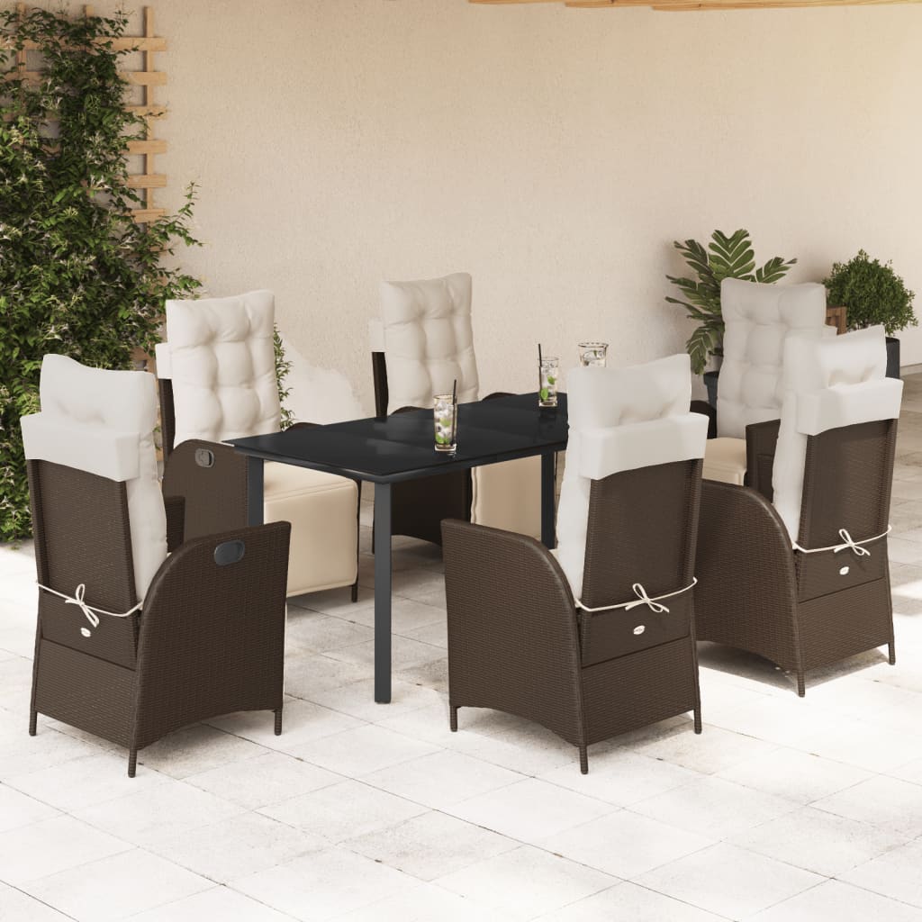 Ensemble À Manger De Jardin 5 Pcs Et Coussins Marron Poly Rotin