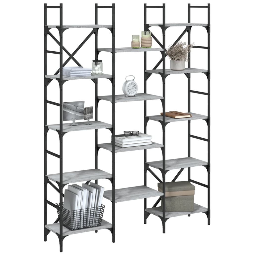 Bibliothèque 127,5X28,5X172,5 Cm Bois D'ingénierie Sonoma Gris
