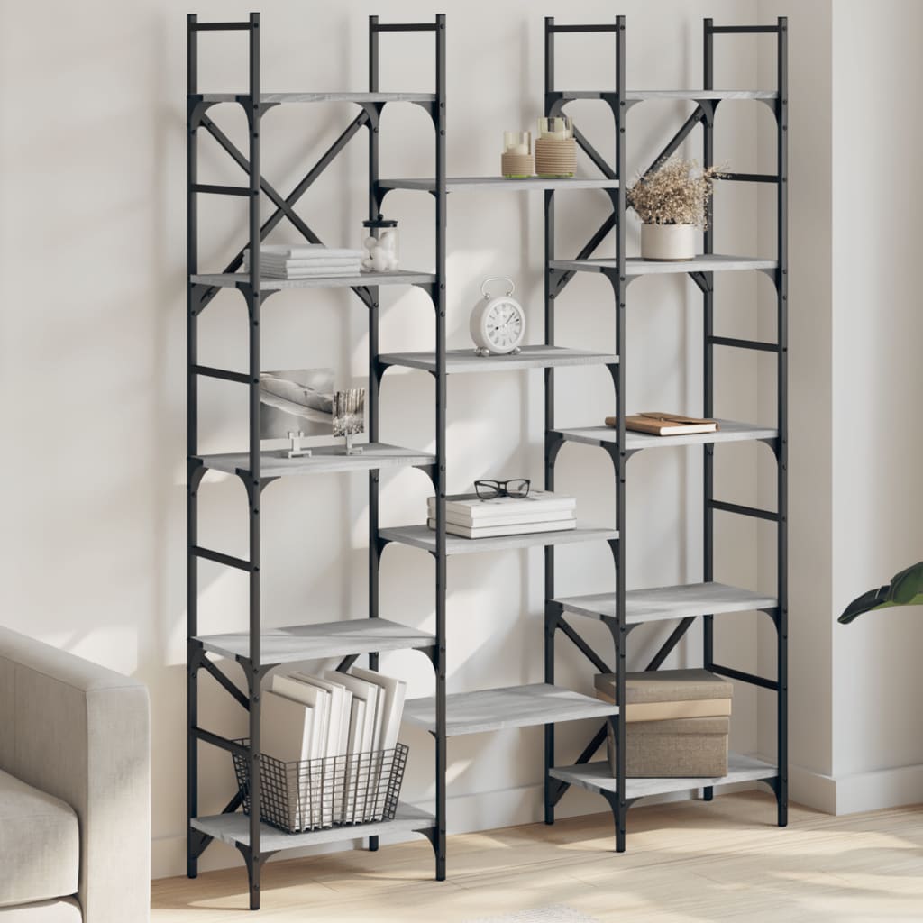Bibliothèque 127,5X28,5X172,5 Cm Bois D'ingénierie Sonoma Gris