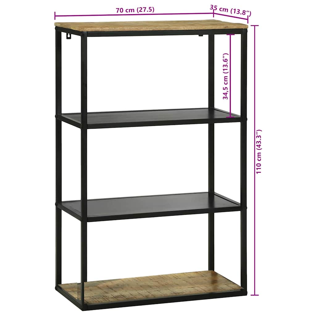 Bibliothèque 70X35X110 Cm En Bois Massif Mangue Brut