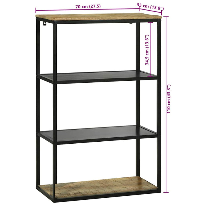 Bibliothèque 70X35X110 Cm En Bois Massif Mangue Brut