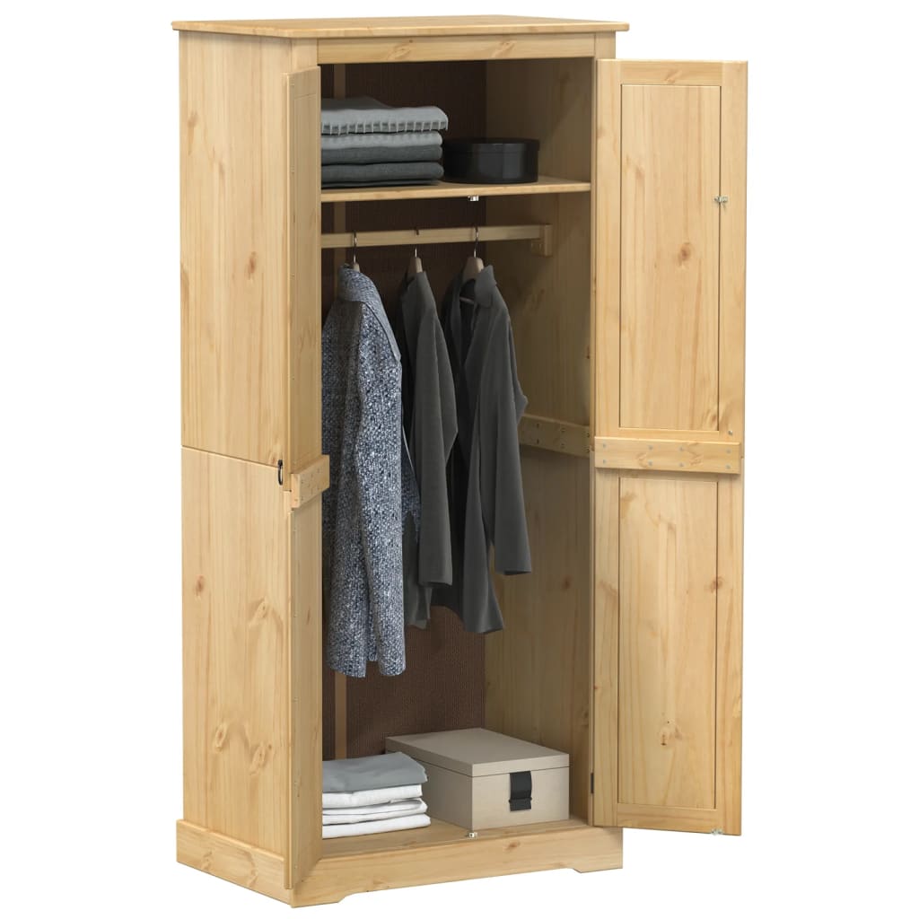 Garde-Robe Corona 76X50X170 Cm Bois De Pin Massif Bleu Foncé