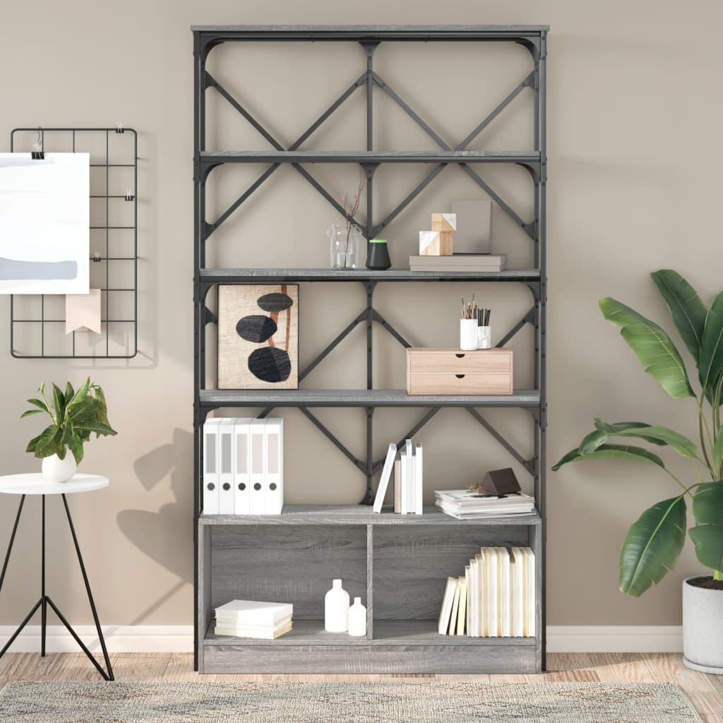 Bibliothèque 100X26X180 Cm Bois Ingénierie Et Métal