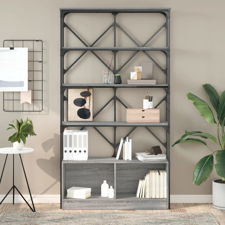 Bibliothèque 100X26X180 Cm Bois Ingénierie Et Métal