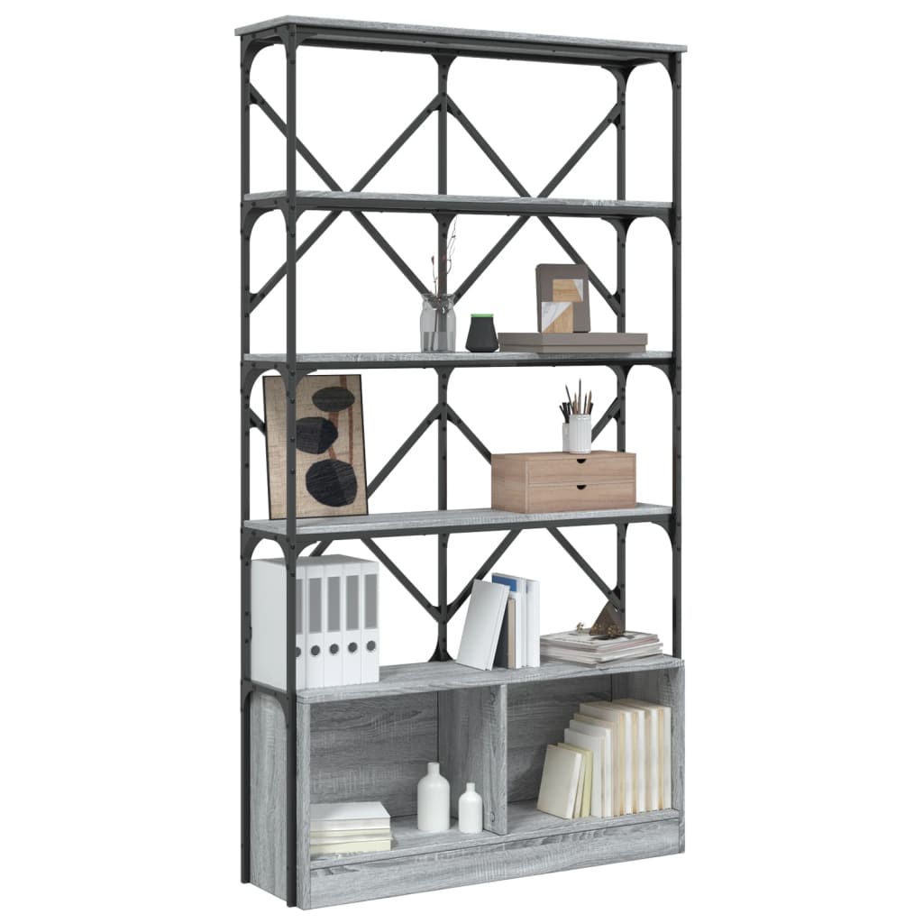 Bibliothèque 100X26X180 Cm Bois Ingénierie Et Métal
