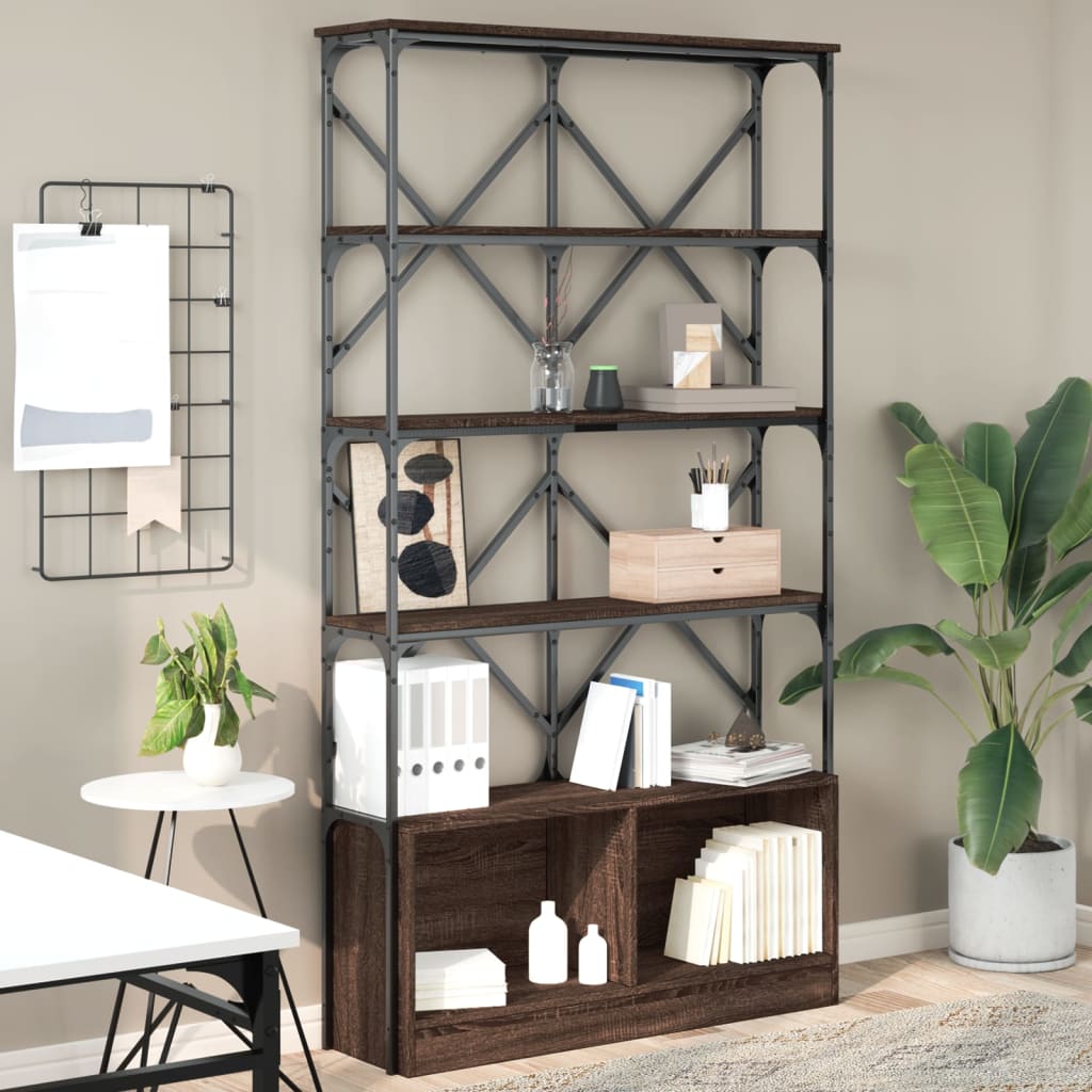 Bibliothèque 100X26X180 Cm Bois Ingénierie Et Métal