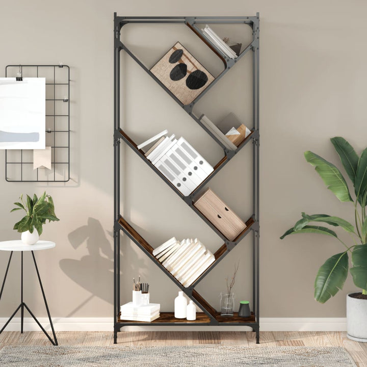 Bibliothèque 79X30X180 Cm Bois D'ingénierie Et Métal