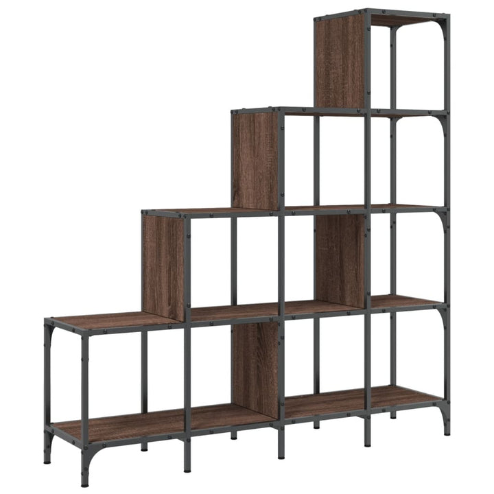 Bibliothèque 122X30X132Cm Bois Ingénierie Et Métal Chêne Marron