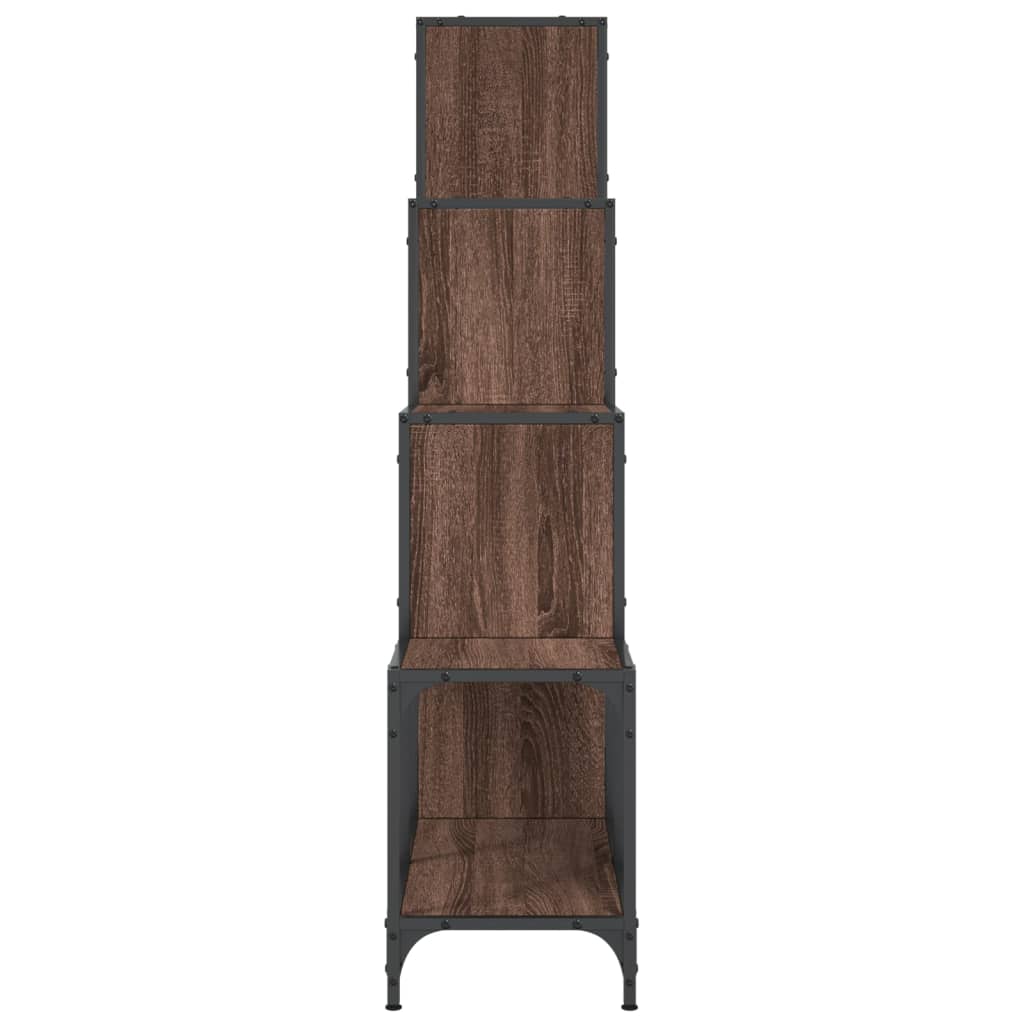 Bibliothèque 122X30X132Cm Bois Ingénierie Et Métal Chêne Marron