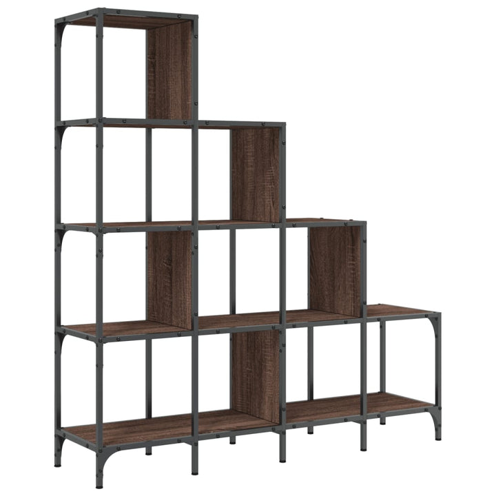 Bibliothèque 122X30X132Cm Bois Ingénierie Et Métal Chêne Marron