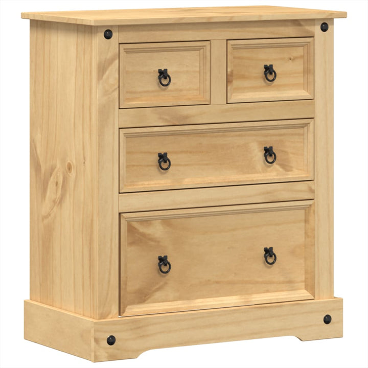 Commode Corona 80X43X91 Cm Bois Massif De Pin Marron