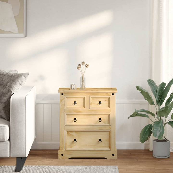 Commode Corona 80X43X91 Cm Bois Massif De Pin Marron