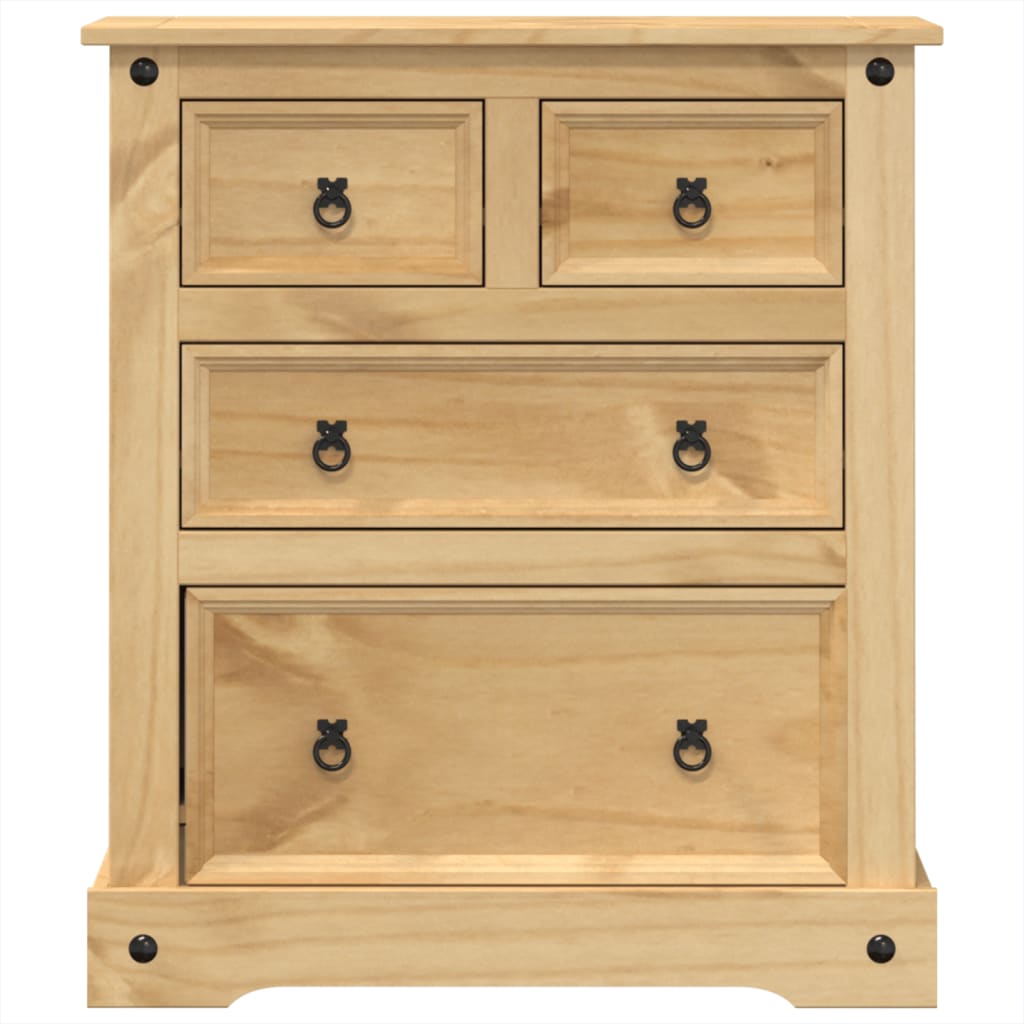 Commode Corona 80X43X91 Cm Bois Massif De Pin Marron