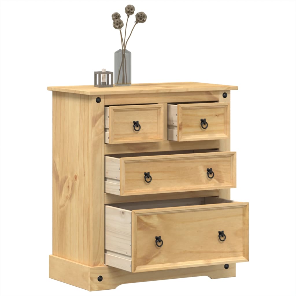 Commode Corona 80X43X91 Cm Bois Massif De Pin Marron