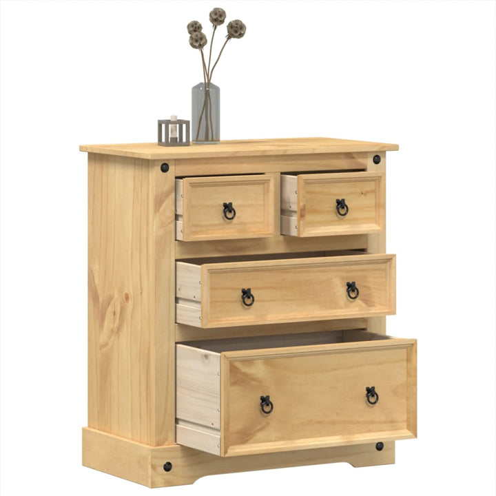 Commode Corona 80X43X91 Cm Bois Massif De Pin Marron