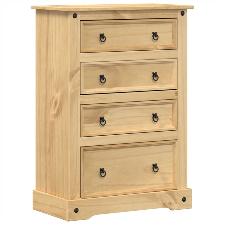 Commode Corona 80X43X114 Cm Bois Massif De Pin Marron