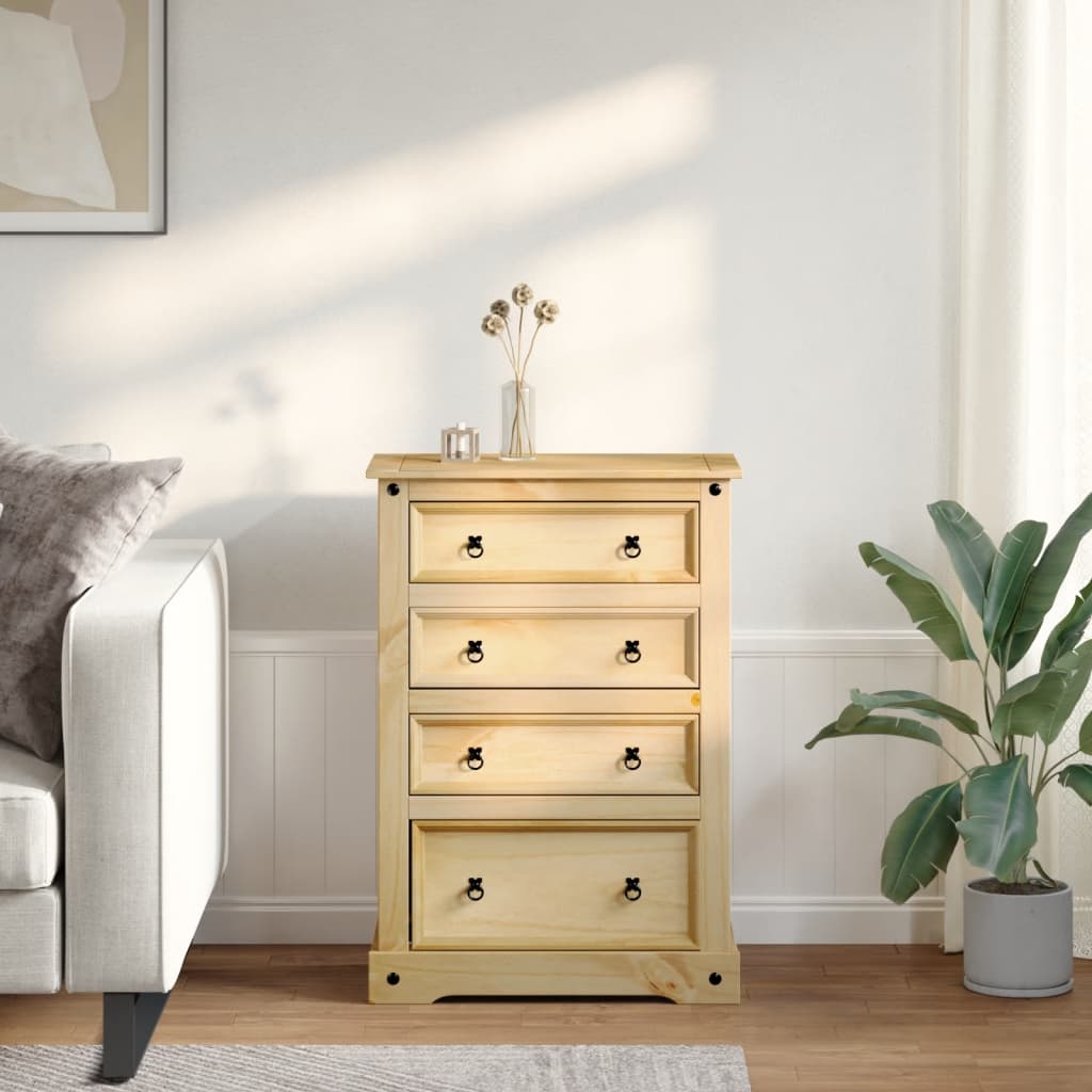 Commode Corona 80X43X114 Cm Bois Massif De Pin Marron