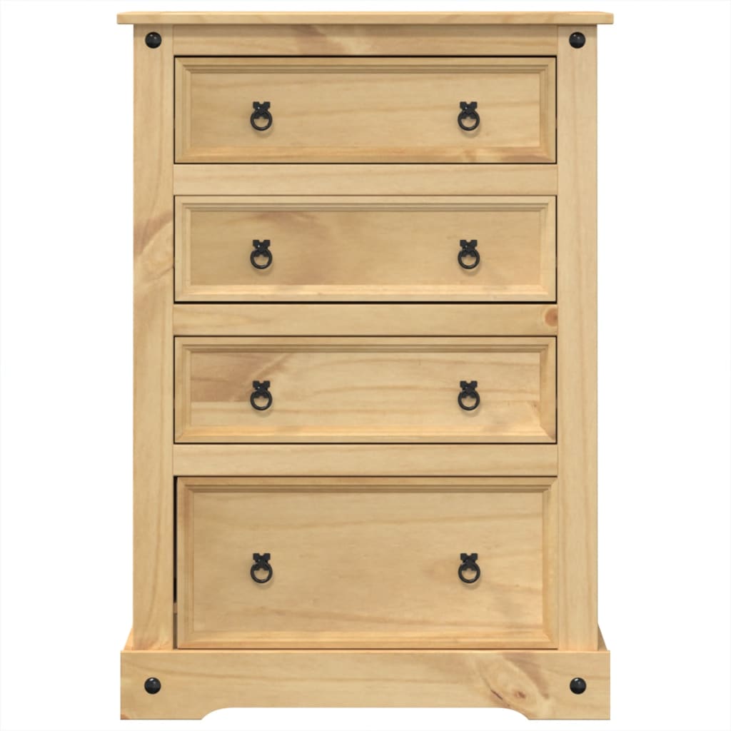 Commode Corona 80X43X114 Cm Bois Massif De Pin Marron