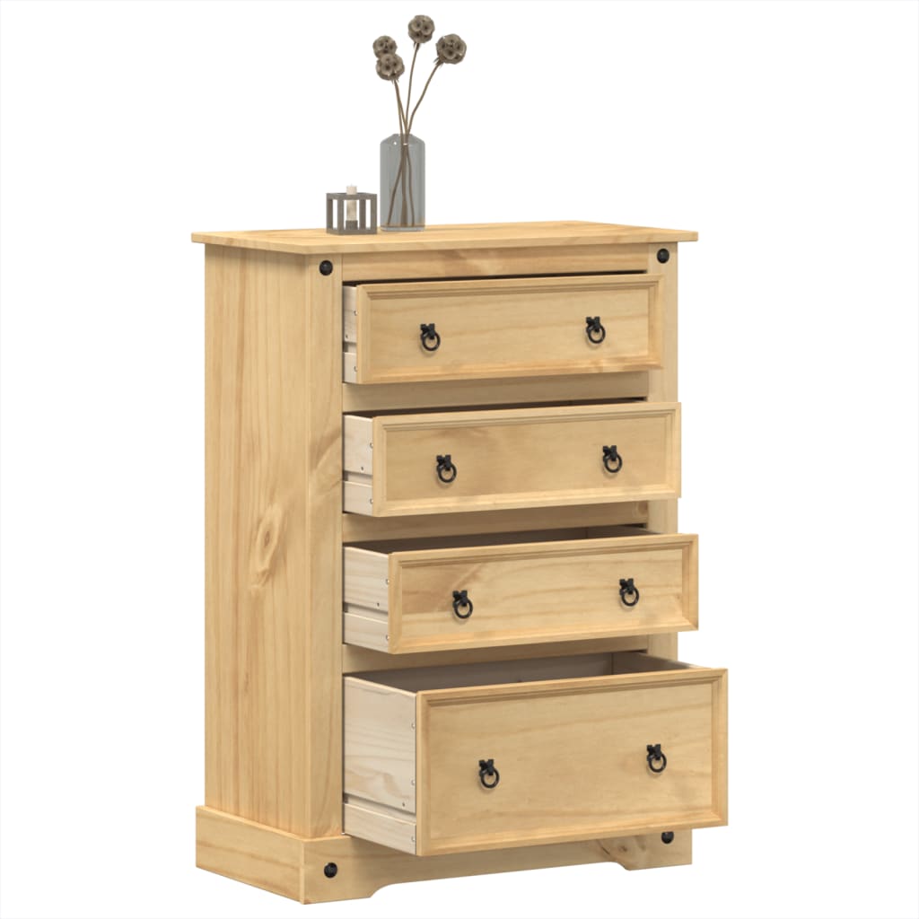 Commode Corona 80X43X114 Cm Bois Massif De Pin Marron
