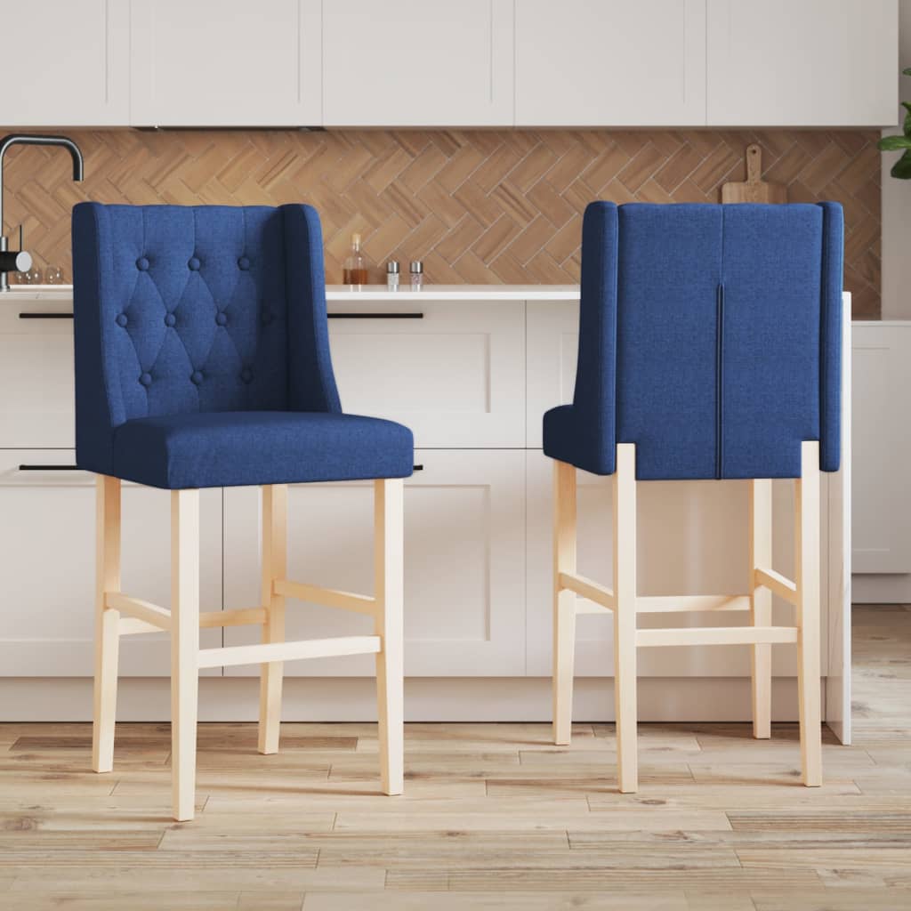 Chaises De Bar Lot De 2 Bois Massif D'hévéa Et Tissu
