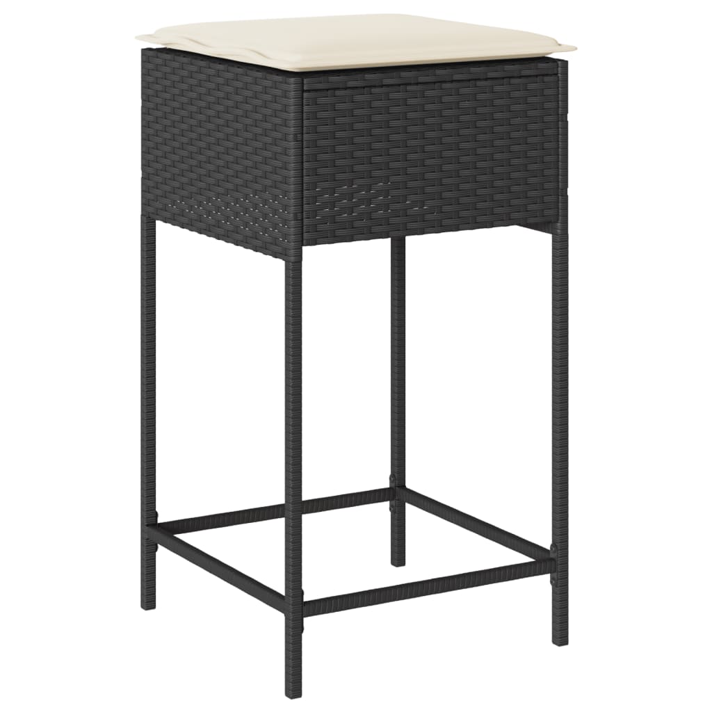 Ensemble De Bar De Jardin 3 Pcs Avec Coussins Poly Rotin