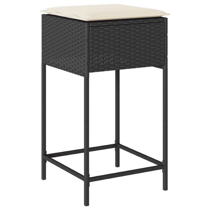 Ensemble De Bar De Jardin 3 Pcs Avec Coussins Poly Rotin